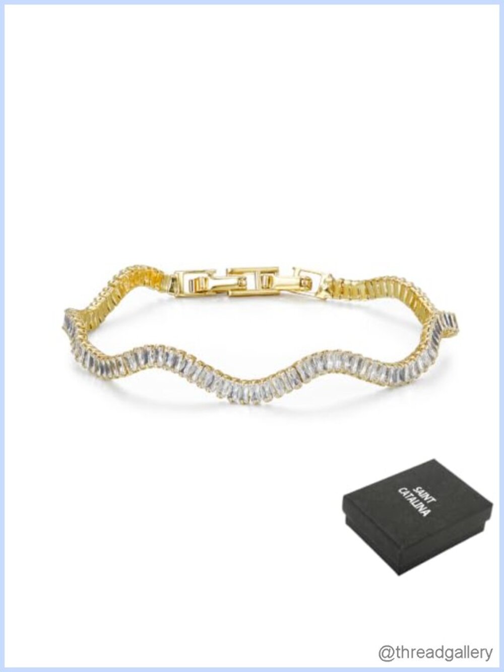 14K Gold Plated Tennis Bracelet CZ Wavy Adjustable
